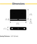 Dimensions of Top Or Bottom Mount Pivot Shower Hinge In Brass With Matte Black Finish, Four And Three Quarters Inch Length