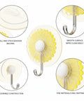 Rock Solid Adhesive Wall Hooks 1 Pack Killer Hold with yellow daisy design for easy towel and utensil hanging.