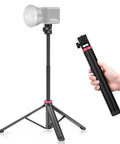 Extendable 81 Inch Photography Light Stand With 360 Degree Ball Head And One Quarter Inch Screw shown as tripod and handheld.