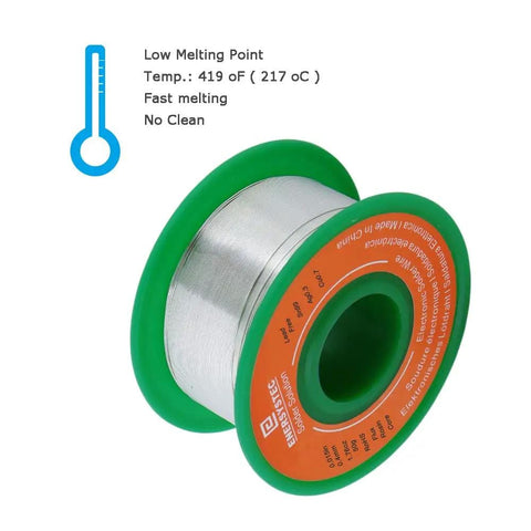Ultra Thin 0.015 Inch Solder Wire Rosin Flux Core Lead Free For Fine Electronics, Sn99 Ag0.3 Cu0.7, 1.76oz 50g Spool, green spool