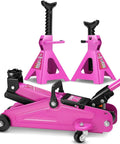 Beefy Low Profile Hydraulic Floor Jack And Ratchet Jack Stands Set 2 Ton Capacity 11 To 17 Inch Lift Heavy Duty Steel Workhorse
