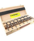 Sixteen Piece Forstner Bit Set Crafted For Precision Woodworking And Straight Shooting Clean Hole Drilling In Wood in wooden case.