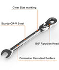 Image of 10mm Flex Head Ratchet Wrench Built To Last Pro Grade Ratcheting Metric Combination Wrench with 180° pivot and chrome vanadium steel.