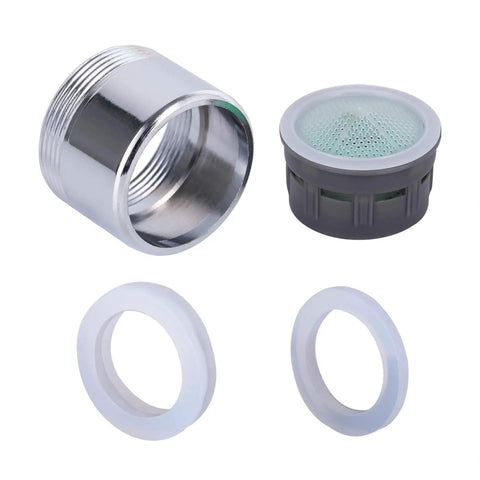 Two Pack Chrome Faucet Aerators 2.2 GPM Dual Thread For Male And Female Faucets Standard Size Water And Energy Saving