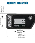 LCD Vibration Hour Counter For Outdoor Power Equipment With Wireless Induction Adjustable Vibration Frequency Three Sensitivity Modes SEN 1 2 3 Cordless Dual Time Recording No Fuss Setup Black, 68.5mm x 33.5mm