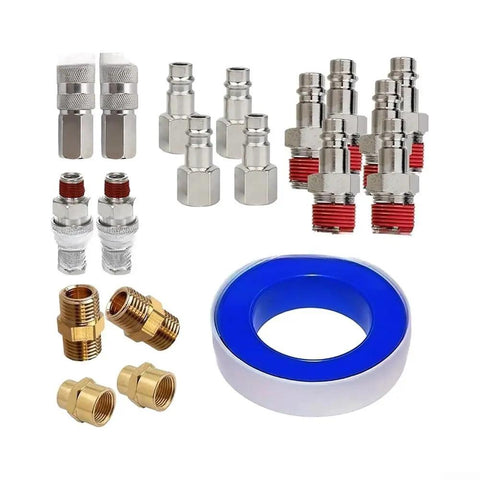 Super Quick Connect Air Coupler Kit For Compressor Tools With Premium Brass And Steel Pneumatic Fitting Set In 1/4 Inch NPT Size For Garage Auto Shop Use To Maximize Workflow Efficiency Today, brass air fittings
