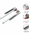 Hidden Undermount Drawer Slides For Kitchen And Bedroom, Concealed Rails, Smooth Glide, Galvanized Steel, Easy Install