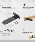 Solid Stainless Steel Floating Shelf Brackets With Hidden Wall Mount Hardware For Wood Shelves, Brushed Finish, 4" to 12" shelves