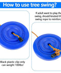 Blue swing seat with knot instructions, part of 120 Foot Zip Line Kit For Kids And Adults, Backyard Zip Line Set With Swing Seat.