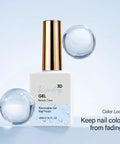3D Raindrop Gel Polish With Ultra Gloss Wet Look Top Coat For Lifelike Dew Drops And Embossed Nail Art bottle with water droplets.
