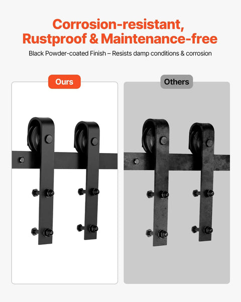 Heavy Duty Sliding Barn Door Hardware Kit Supports Up To 330 Lb, For Doors Up To 36 Inches Wide And 1.375 To 1.75 Inches Thick, Carbon Steel
