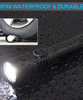 Ultra Bright Tactical Flashlight With Zoomable Beam And Five Lighting Modes, IPX7 Waterproof Handheld Torch, Real Lumen Output With XHP50 LED