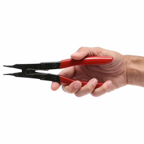 8 Inch Angle Tip Lock Ring Pliers For Spreading Snap Rings On Brakes, Pedal Shafts, Clutch Shafts, Transmissions And Piston Rings With Heavy Duty Pro Grade Spring Loaded Jaws And Vinyl Grips Made From Drop Forged Alloy Steel
