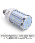 Killer Bright Daylight LED Corn Bulb 200W Equivalent, E26 Base, displaying 146 pcs 2835 SMD chips, 360 degree coverage.