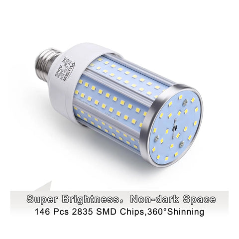 Killer Bright Daylight LED Corn Bulb 200W Equivalent, E26 Base, displaying 146 pcs 2835 SMD chips, 360 degree coverage.