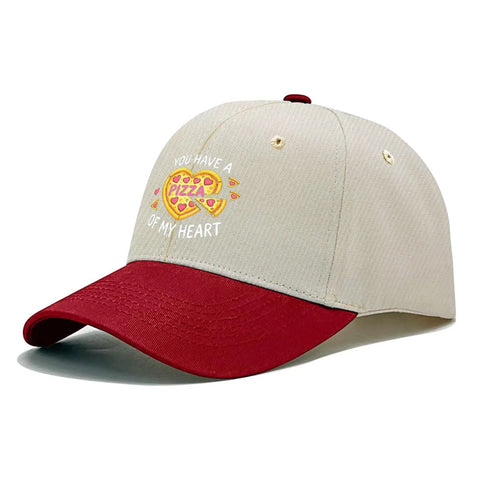 Pizza Of My Heart Funny Women Hat Adjustable Cap With Front Artwork, Cute Yet Cool Baseball Style Cap For Everyday Wear, One Size