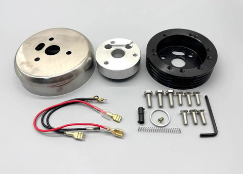 Five And Six Hole Billet Steering Wheel Hub Adapter Kit Bolt On For Aftermarket Columns Fits Chevy GMC Buick Jeep Cadillac Pontiac And Works With Flaming River And Ididit components