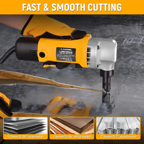 Hoteche 4.2amp Electric Sheet Metal Nibbler Tool For Cutting Steel Aluminum Up To 16 Gauge Precision Metalworking Power Tool, cutting metal.