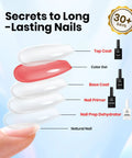 Gel Top Coat And Base Coat Set With Nail Dehydrator And Primer For Gel Polish And Acrylic Nails Pro Grade Nail Bond Acid Free And Hema Free Long Lasting Professional Manicure Prep Kit with product layers on nail