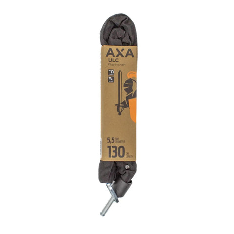 AXA ULC packaging for Plug In Chain Lock For Bicycles And Scooters 130 Cm Long Five Point Five Mm Hardened Steel Links Heavy Duty Anti Theft E Bike Security Chain Compatible With Ring And Frame Locks