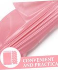 Pink Waterproof Mailing Bags 17x30cm 100 Pack Thickened Self Sealing Mailers close-up showing texture and sealing edge.