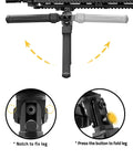 Quick Release Rifle Bipod With 360 Degree Swivel And Tilt Head adjustable legs and folding mechanism details black