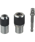 Heavy Duty 3 Piece Tap Extractor Socket Kit With Adjustable Jaws For M3 To M12 Broken Tap Removal In Tight Spaces Chrome Steel Driver Adapter, 3pc
