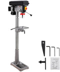 Heavy Duty Floor Drill Press With Genuine Copper Motor, smooth variable speed settings, and cast iron base for precision drilling.