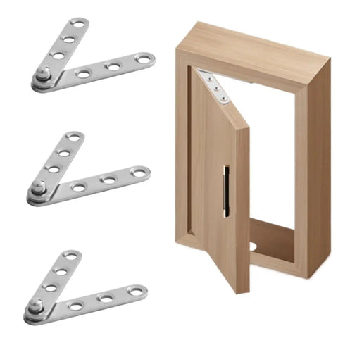 Heavy Duty Ball Bearing Door Hinges 4 Pack 360 Degree Swinging Hinge For Doors Stainless Steel Quiet Close Weatherproof Furniture Hardware Accessories Rounded Corner Design, 4-pack on wooden door frame