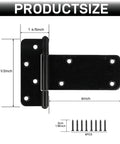Product diagram of 6 Inch Heavy Duty Gate Hinges 280 Lbs Capacity Black 4 Pack With Screws Included for wooden fences and barn doors.
