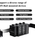 All In One 19 Inch DIN Rail Chassis Bracket Kit for 35mm DIN Mounted Gear displaying mounted switches