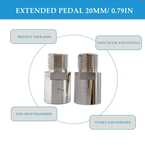 Bike Pedal Extenders 20mm Chrome Molybdenum Pedal Spacers Pair For 9 Sixteen Inch Threaded Pedals Ideal For SPD MT MTB BMX Road