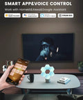 Epic RGB Light For Gaming PC Setup With USB Power And 70 Plus Effects, Hexagon Wall Lights That Sync To Music on a desk