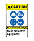 Gear Up Safety Sign Wear Protective Equipment Warning Sign For PPE Gear At The Job Site showing hard hat and boots icons