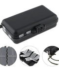 Compact Fishing Tackle Box With Clear Lids Nine Compartment Double Layer Lure Organizer for small baits and gear, closed view.