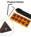 All-In-One CNC Turning Tool Set With Carbon Steel Tool Holder, Ten TNMG160408 Carbide Inserts, And L2 L3 Wrenches With Screws