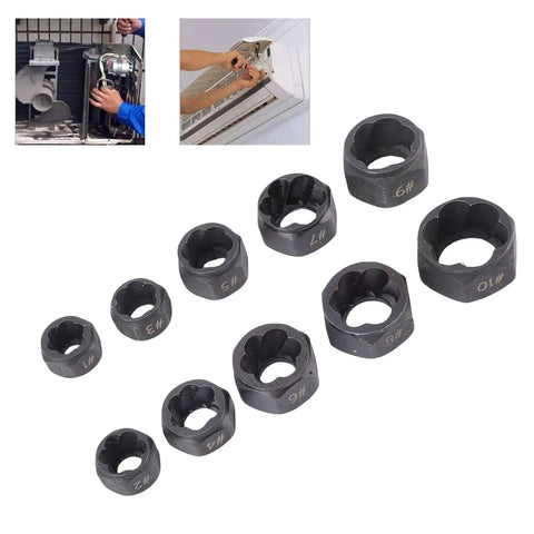 Heavy Duty 10-Piece Impact Nut Remover Set With Storage Box For Stripped Bolts Grab Broken Screws Super Tough No 45 Steel Short Extractor Kit That Slows Down Your Work And Gets You Out Of The Jam Fast, black sockets