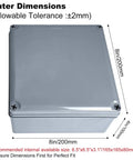 8 By 8 By 4 Inch IP65 Waterproof Junction Box Rugged ABS Plastic Outdoor Enclosure Dustproof Electrical Project Box