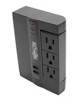 Six Outlet Surge Protector Power Strip With Three Rotatable Outlets Wall Tap Direct Plug In 1200 Joules Two USB Charging Ports