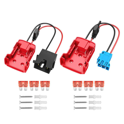 18V Battery Conversion Adapter For Electric Toy Cars With 12AWG Wiring Harness And Three 40A Fuses High Power, visible in red and blue components