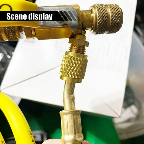 AC refrigerant charging hose with 1/4in SAE flare brass fittings, 60-inch length, 800 psi working pressure