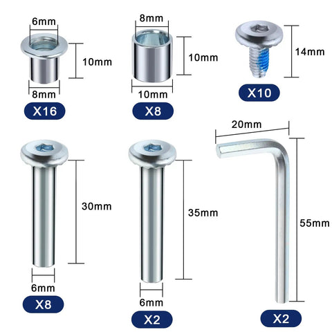 Inline Skates Axle Spacer Screws Replacement Kit With Allen Wrenches for Roller Blades components layout