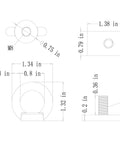 Technical diagram of Heavy Duty Stainless Steel Shoulder Eye Bolts 4 Pack With M8 Threads, Includes Slot Nuts, Washers, Spring Washers
