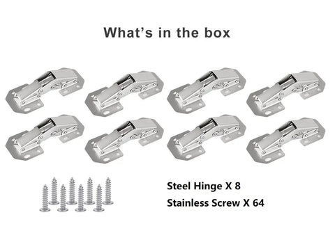 Heavy Duty Eight Pack Hidden Hinges For Frameless Cabinets Self Closing Concealed Door Hardware With Solid Metal Springs And Rock Solid 90 Degree Flush Mount Fit For Full Overlay Half Overlay Inset Doors That Snap Shut No Sweat