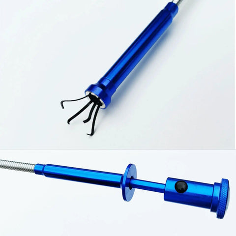 Extendable Magnetic Pickup Tool With Flexible Telescopic Pole And Bright LED Light For Easy Retrieval Of Small Parts Around The House Or Car, blue metal claws