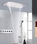 Top Shelf Led Ceiling Shower Set With Five Dynamic Modes Serving Heavy Rainfall Smooth Waterfall And Chill Spa Mist Directly In Your House Bathroom For Prime Weekend Vibes, showcasing rainfall feature and control panel.
