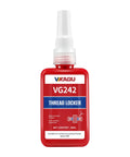 Bottle of VG242 thread locker adhesive labeled for locking and sealing threads below M20, 50 ml size