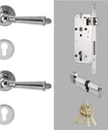 Shiny Chrome Door Lever Set For Interior Doors Brass Tone Finish Non Locking Dummy Passage Hardware with keys and lock parts
