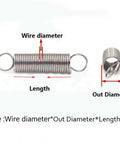 Image showing Heavy Duty Galvanized Double Loop Tension Spring 12 Inches Long Wire Steel for DIY Projects, with measurements displayed.