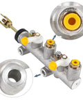Brake Master Cylinder Assembly For Emerge Golf Carts E2 And E4 Replacement Replaces 1007491 1007840 with yellow fittings.